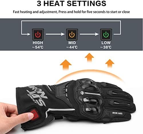 What are the different heating levels available in heated motorcycle gloves